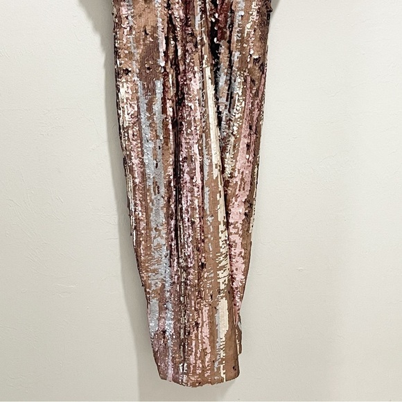 DRESS THE POPULATION Women’s Brown MARGO Plunge Neck Sequin Midi Dress Size S - Picture 6 of 8
